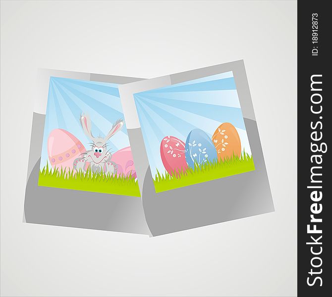 Colorful easter photos over grey background