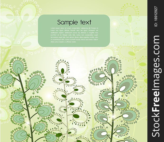Green vector background with abstract fantastic plants. Green vector background with abstract fantastic plants