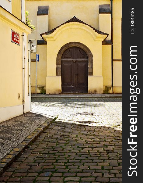 Deserted street in an old town. Prague. Czechia. Deserted street in an old town. Prague. Czechia