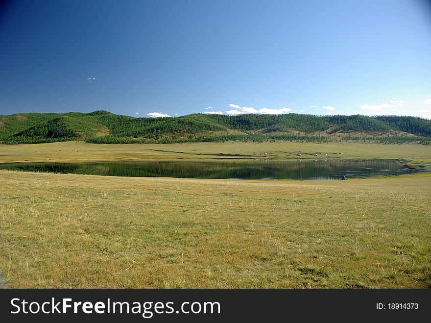 A lake in Mongolia, in Asia