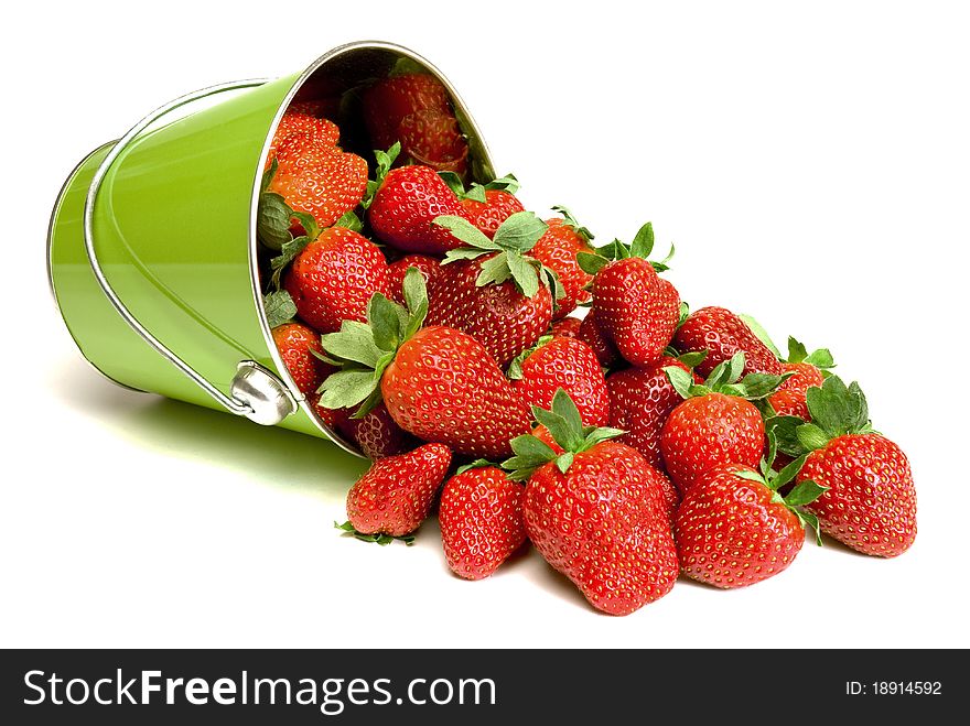 Fresh Strawberries Pouring out of Pail