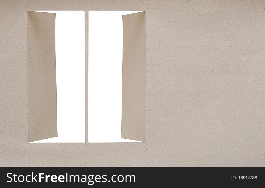 Gray cardboard with opening window
