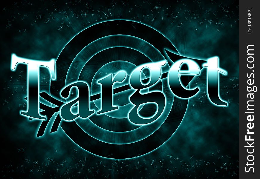 Gradient inscription target on a dark background with an abstract target and the arrow