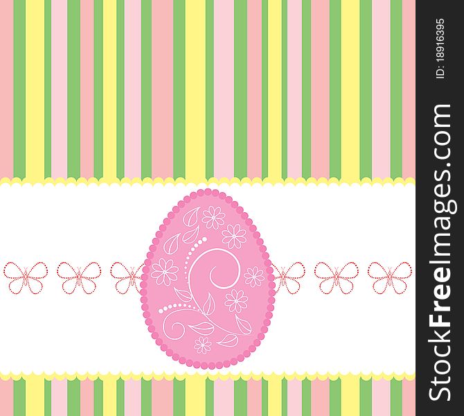 Easter card with banner and egg. Easter card with banner and egg.