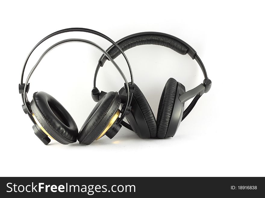 Two pair headphones on a white background. Two pair headphones on a white background.