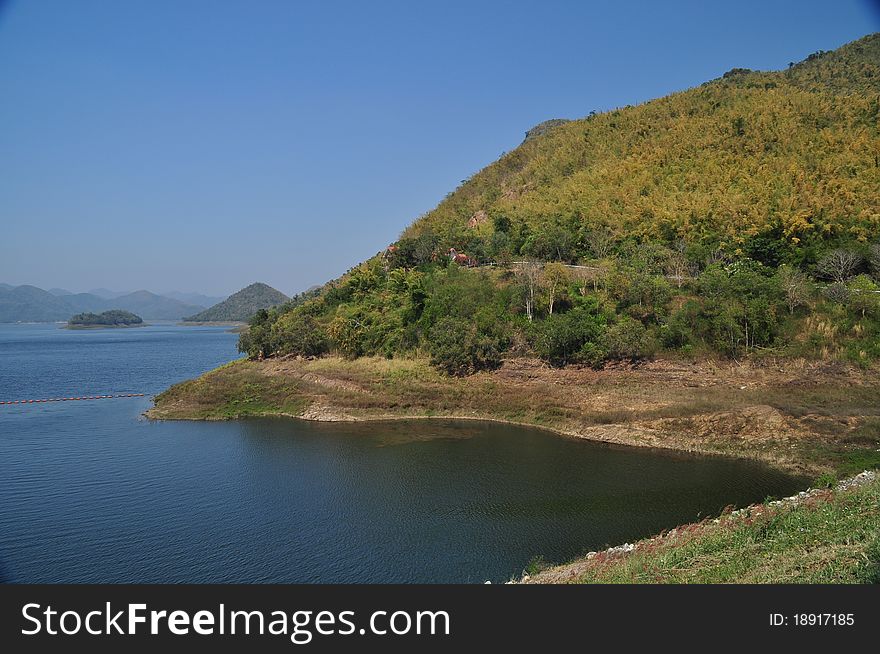 Kang Kra Jarn Dam in Petchburi Province in Thailand. Kang Kra Jarn Dam in Petchburi Province in Thailand.