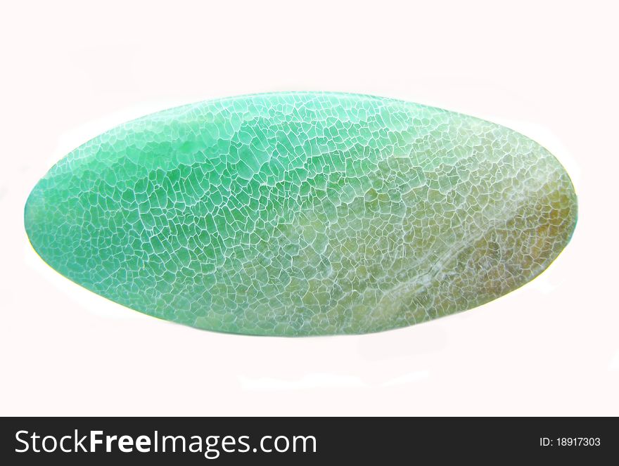 Round african green agate mineral isolated. Round african green agate mineral isolated