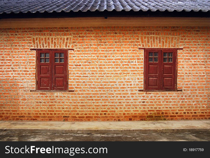 Window in a red brick wall