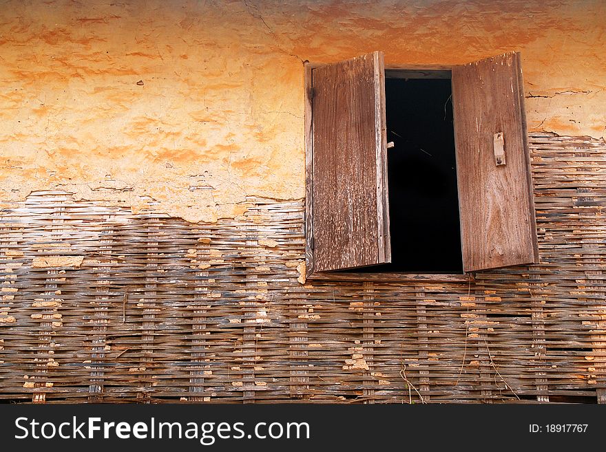 Window on wall old wood