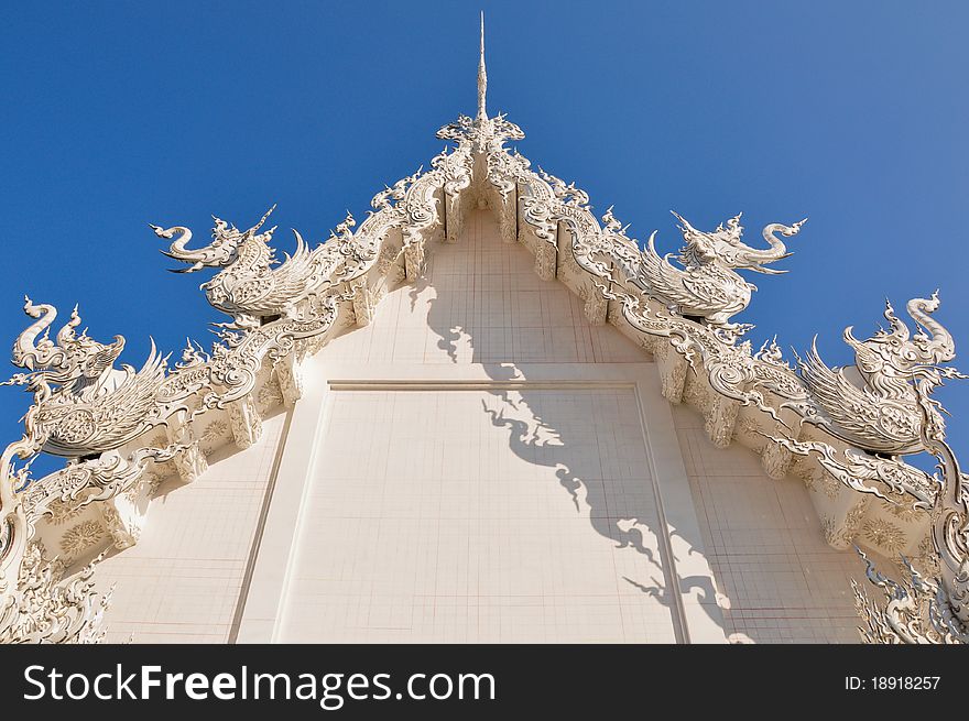 The roof of white temple at Rongkhun Temple, Chiang Mai - Thailand. The roof of white temple at Rongkhun Temple, Chiang Mai - Thailand