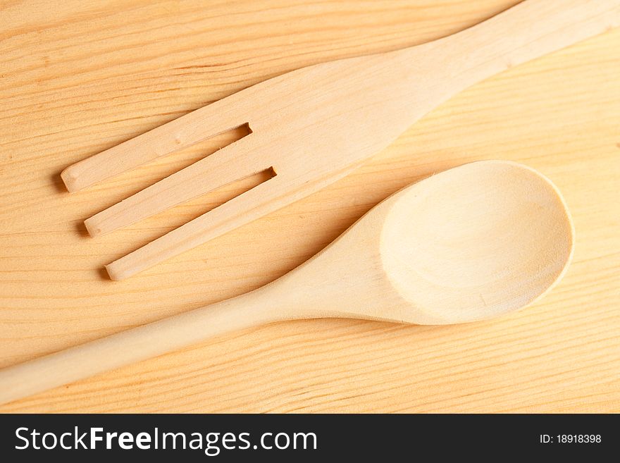 Wooden fork and a spoon