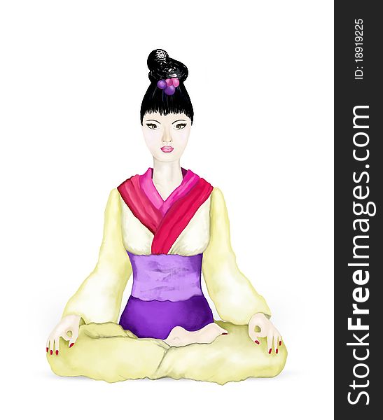 Young Girl In Lotus Position