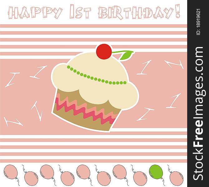 Cute greeting card with delicious muffin. Cute greeting card with delicious muffin