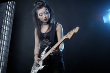 Woman Rock With Guitar Stock Photos