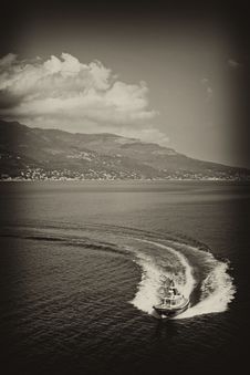 Ship Wake, Corsica Royalty Free Stock Images
