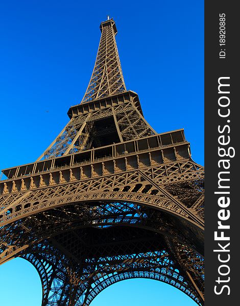 Eiffel Tower in Paris France with blue sky