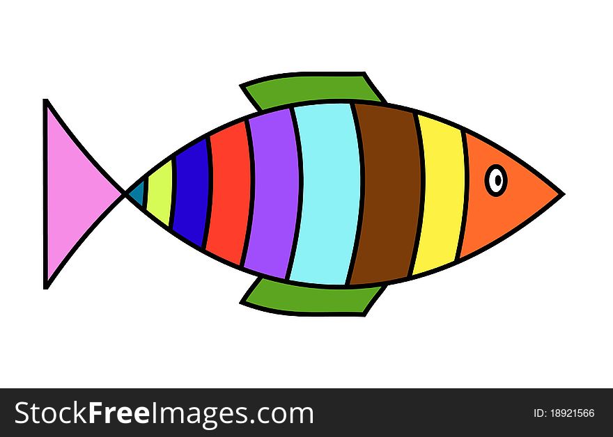 Illustration of a simplistic colourful fish. Illustration of a simplistic colourful fish