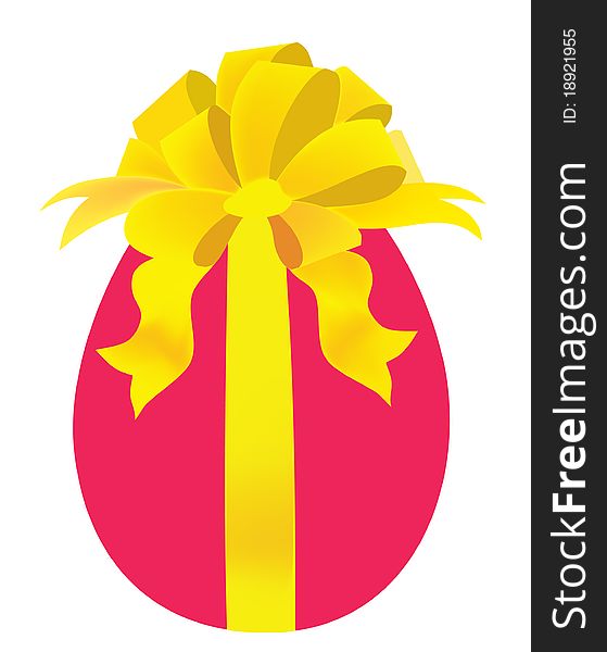 Background. A holiday. An Easter egg with a beautiful bow
