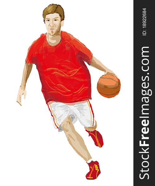 A man playing basketball,freehand,illustrator