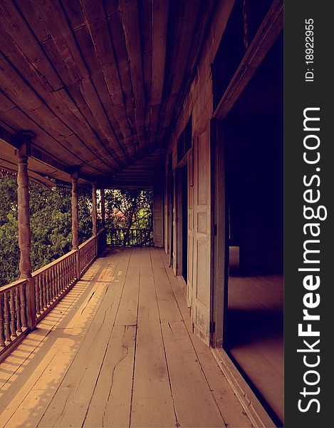 Balcony of old house in Thailand