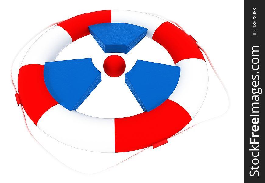 Sign Rescue from Radiation red white and blue