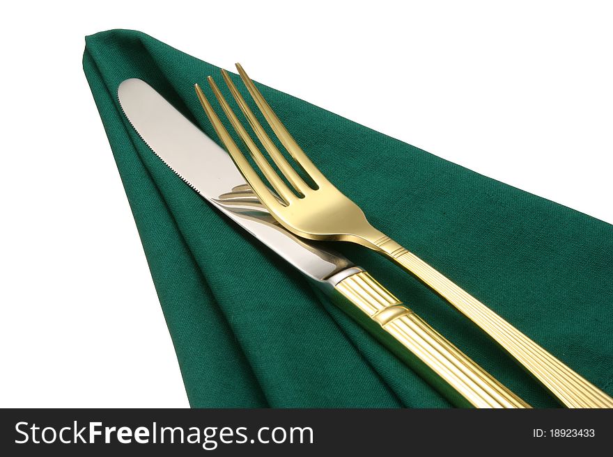 Fork and knife, isolated 
on a white background. Fork and knife, isolated 
on a white background.