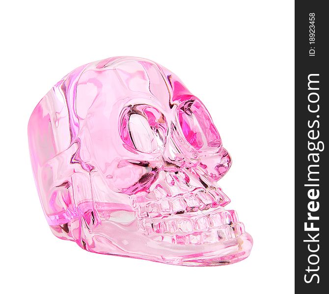 Pink transparent skull isolated on white background. Pink transparent skull isolated on white background