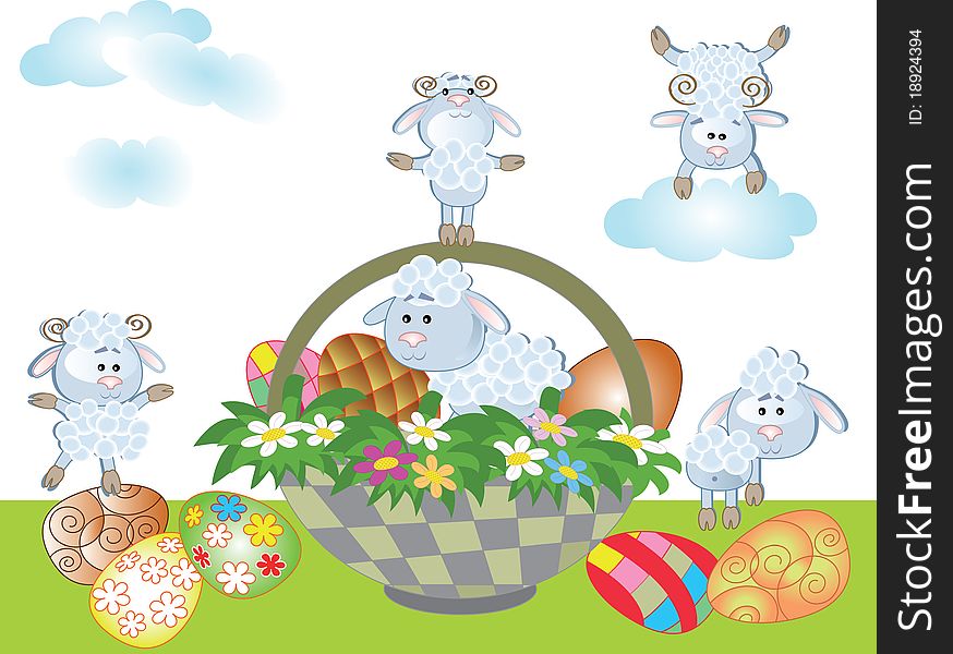 Easter Background With Sheep