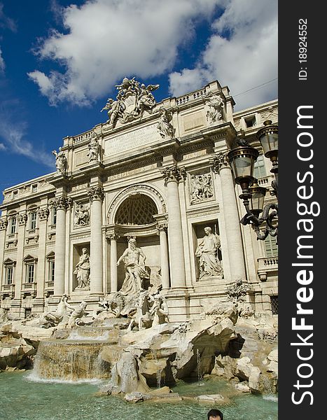 Trevi Fountain on a Sunny Day, Rome, Italy. Trevi Fountain on a Sunny Day, Rome, Italy