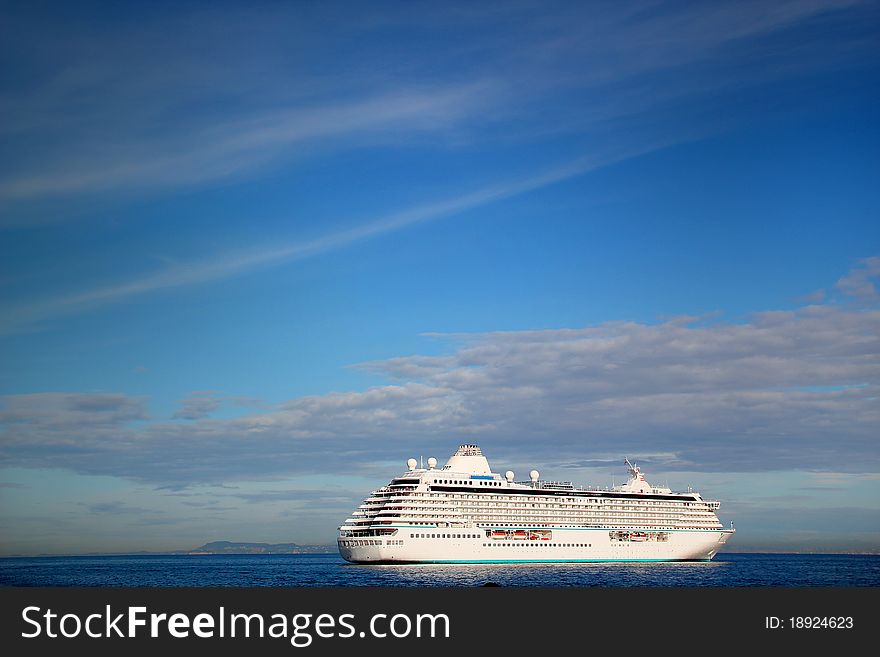 Large Cruise Liner, anchored in Italia port.