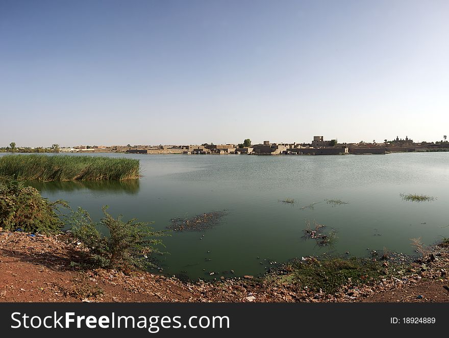 Panorama of the pond of Mopti in Mali. Panorama of the pond of Mopti in Mali