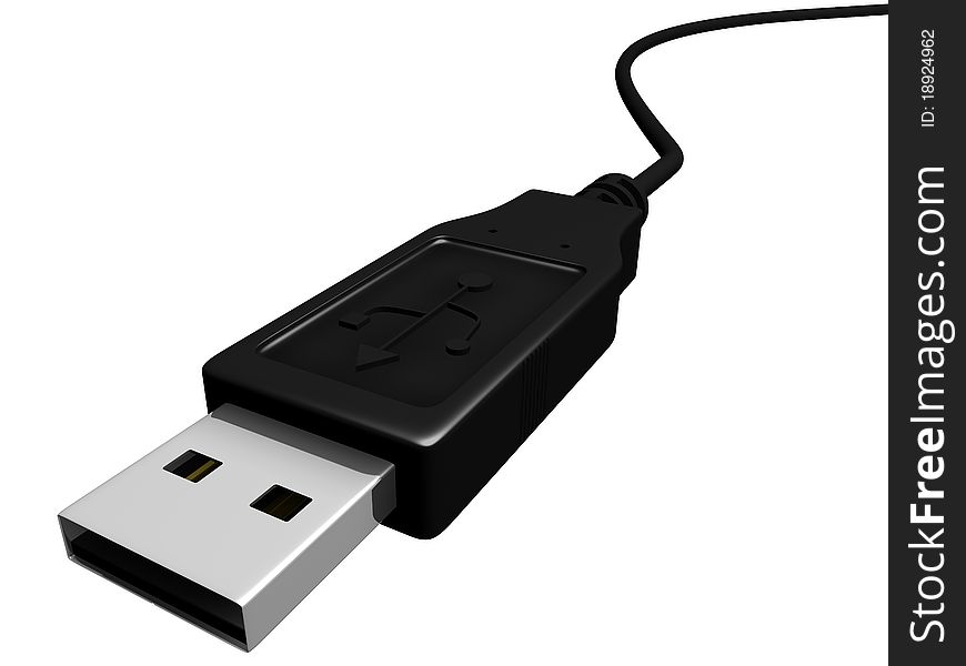 Picture of black usb cable on white background. Picture of black usb cable on white background