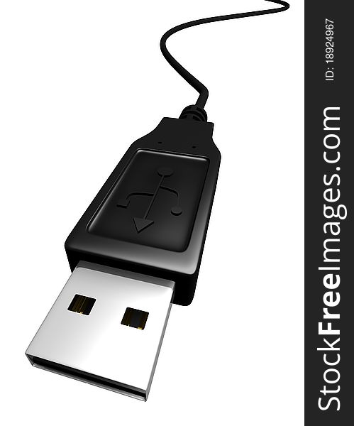 Picture of black usb cable on white background. Picture of black usb cable on white background