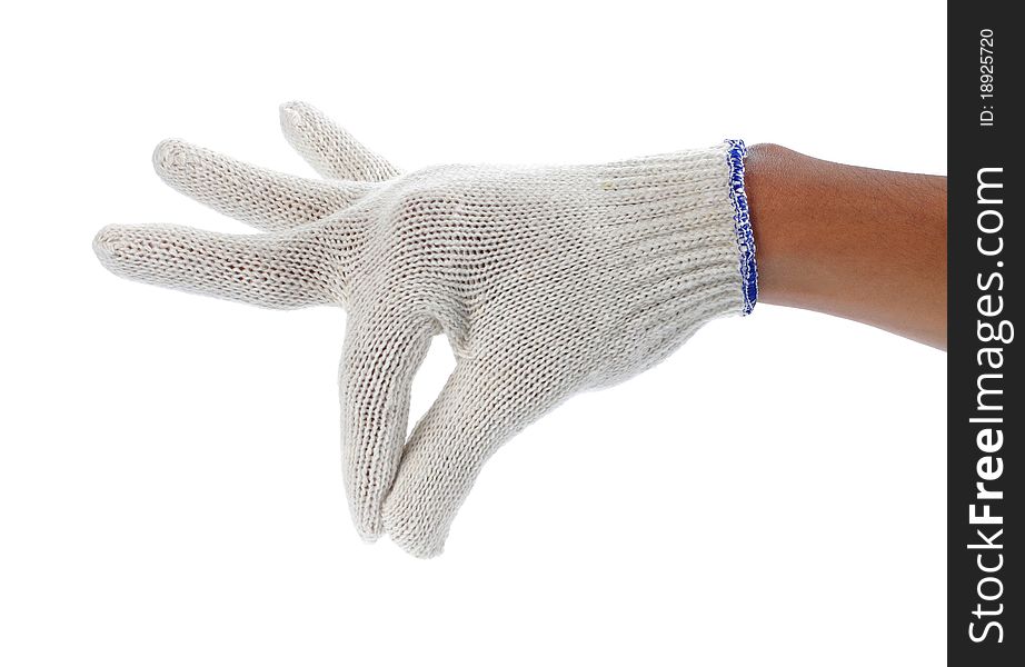 Hand with white glove picking something