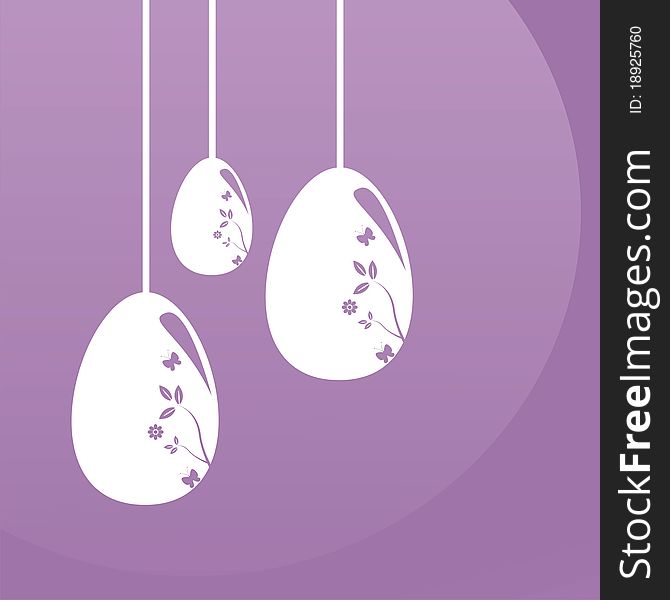 Glossy purple background with beautiful easter eggs. Glossy purple background with beautiful easter eggs