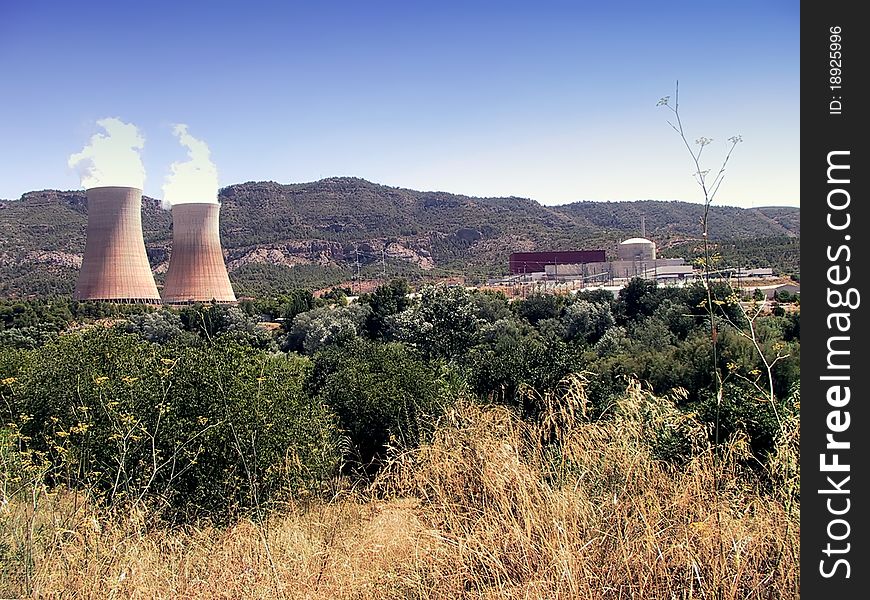 Photograph of a nuclear power plant in Spain. Photograph of a nuclear power plant in Spain