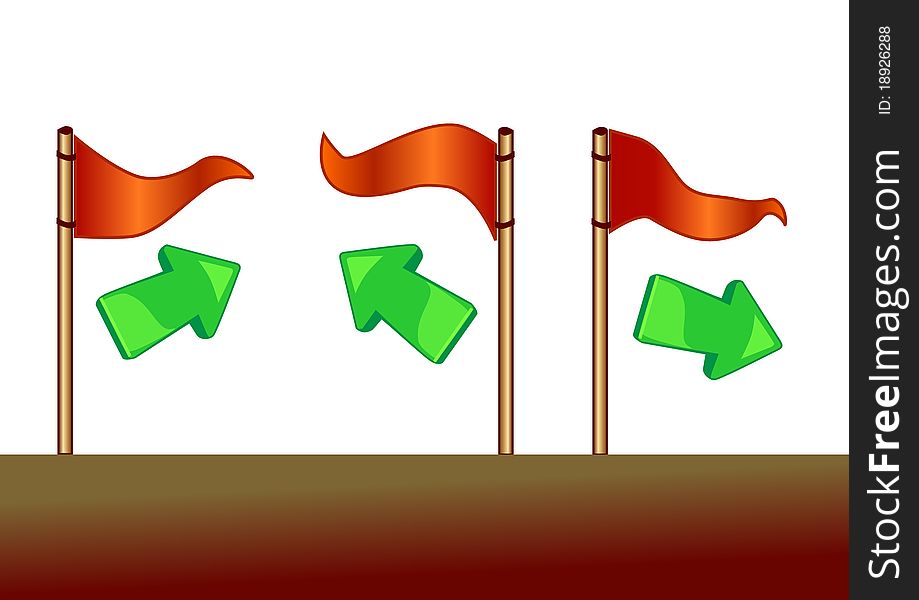 Flags on a wind and arrows