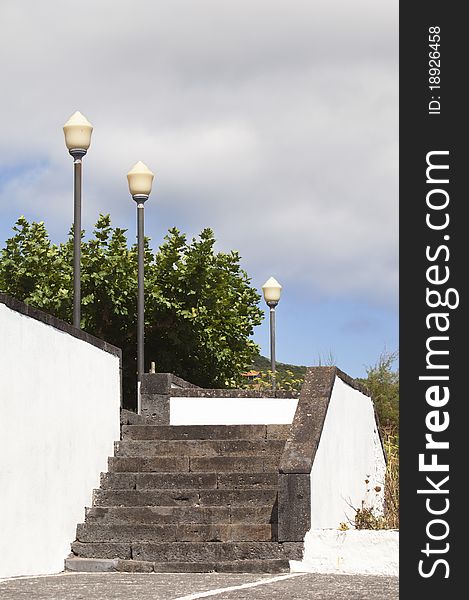 Stone stairs in Pico island, Azores, Portugal