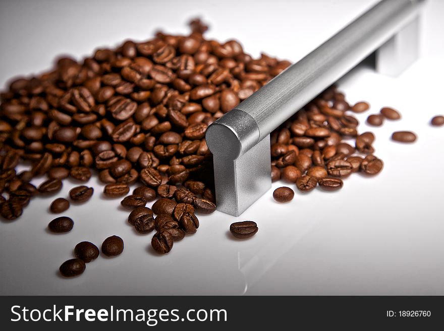 The Door Handle And Coffee Grains