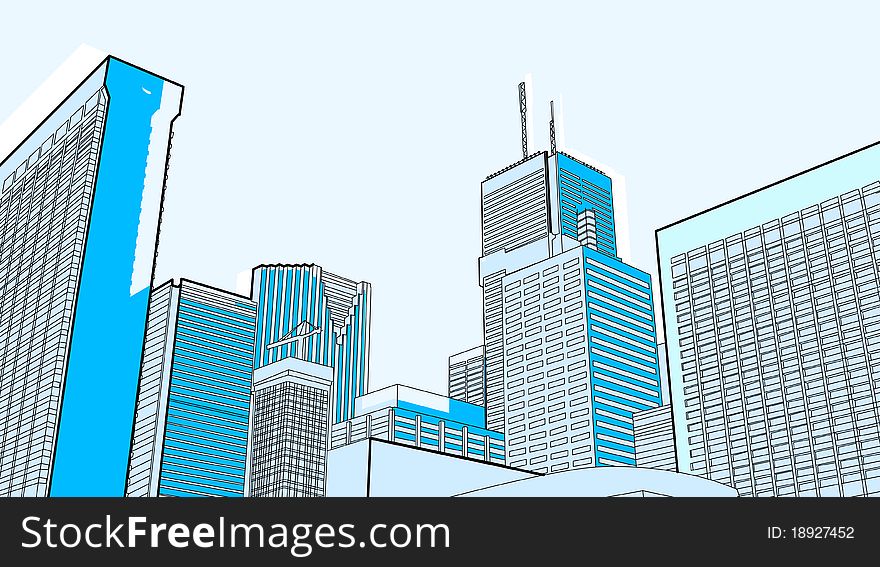 City image of tall downtown buildings. City image of tall downtown buildings