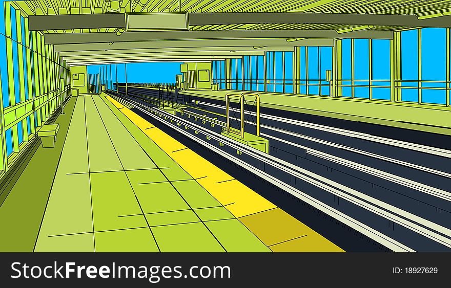 City image of a subway platform. City image of a subway platform