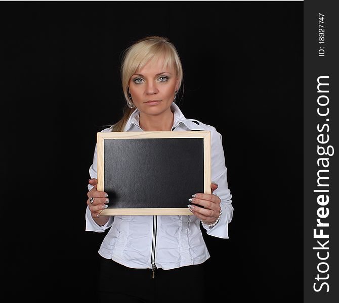 Woman holding a tablet arms. Woman holding a tablet arms