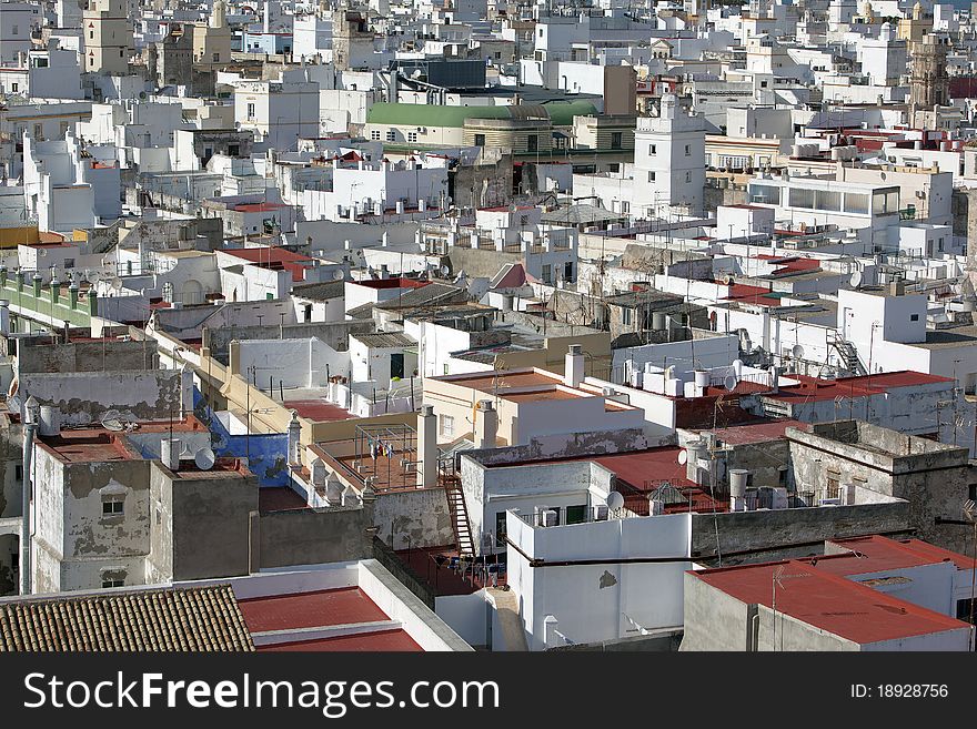 Aerial view of roofs in a european city