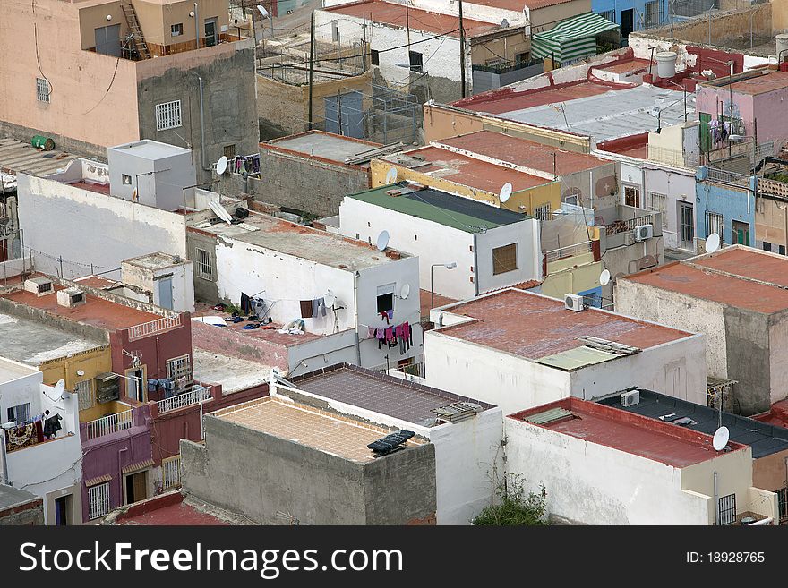 Aerial view over roofs of a mediterranean city. Aerial view over roofs of a mediterranean city