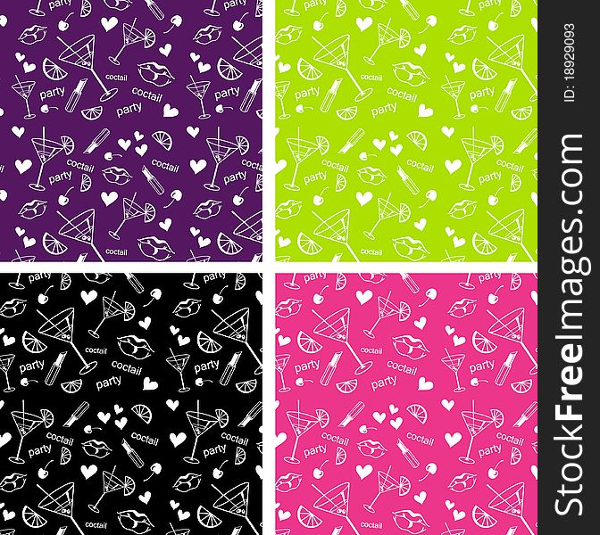 Seamless multicolor cocktail party pattern.