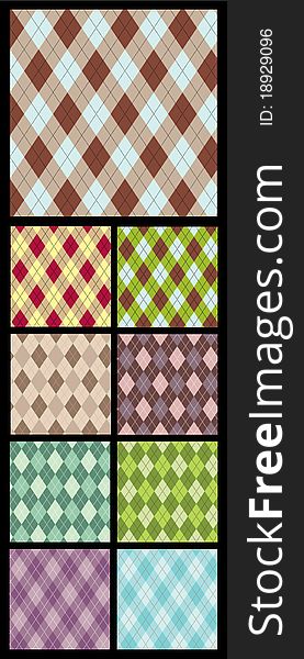 Set of seamless colorful romb patterns