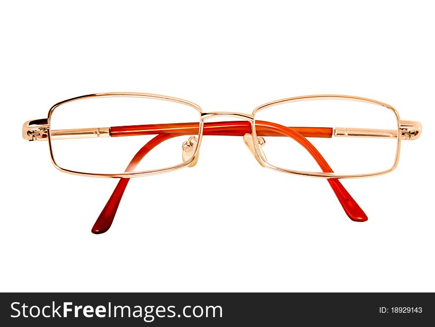 Isolated  eyeglasses in the red frame