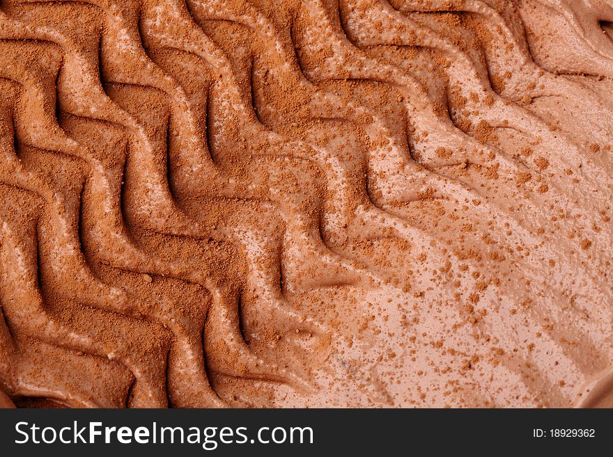 Ice-cream texture: chocolate. Appetizing ice-cream background