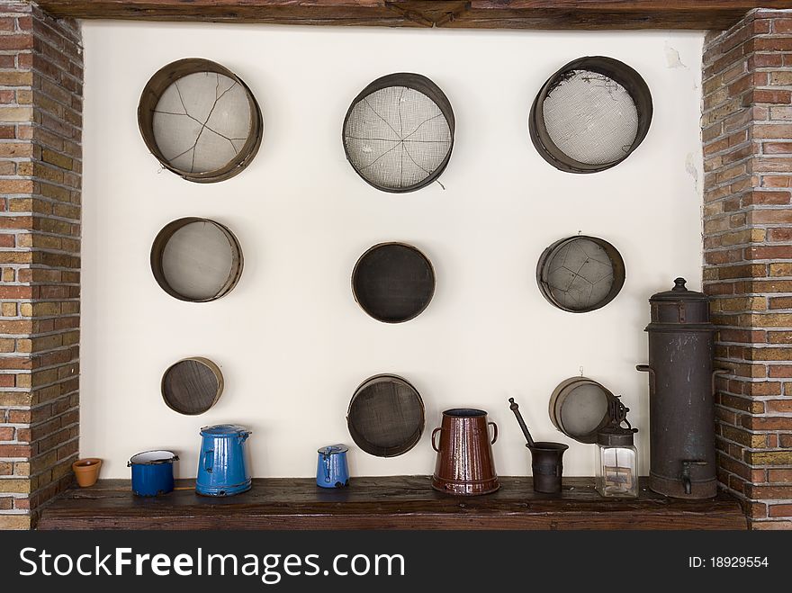 Old Sieves On The Wall