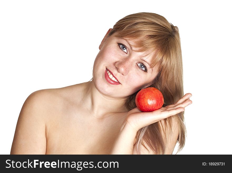 Young beautiful girl with apple